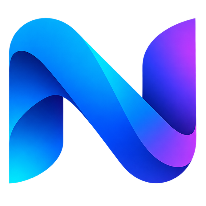Noxit Studio flowing blue and violet N logo